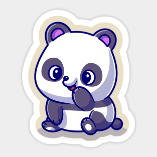 Cute Panda Is Sitting Cartoon Sticker